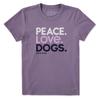 Women's Peace Love Dogs Short Sleeve Short Sleeve Crusher Tee, Dusk Purple