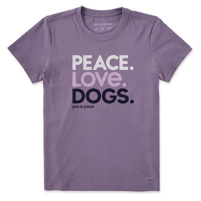 Women's Peace Love Dogs Short Sleeve Short Sleeve Crusher Tee, Dusk Purple