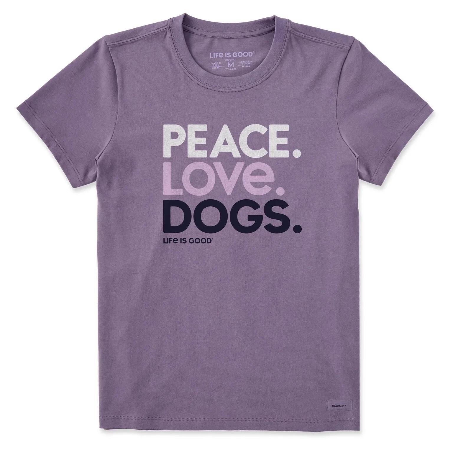 Women s Peace Love Dogs Short Sleeve Short Sleeve Crusher Tee, Dusk Purple 4XL