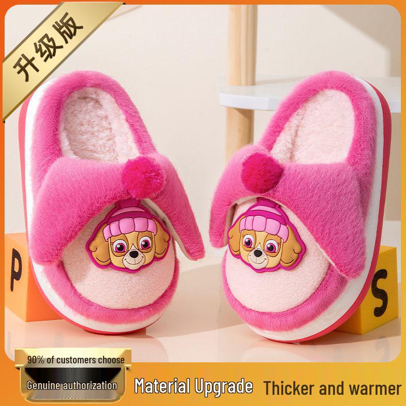 Paw Patrol Kinder rutschfeste Winter-Fellhausschuhe - Warm Baumwolle für Jungen & Mädchen