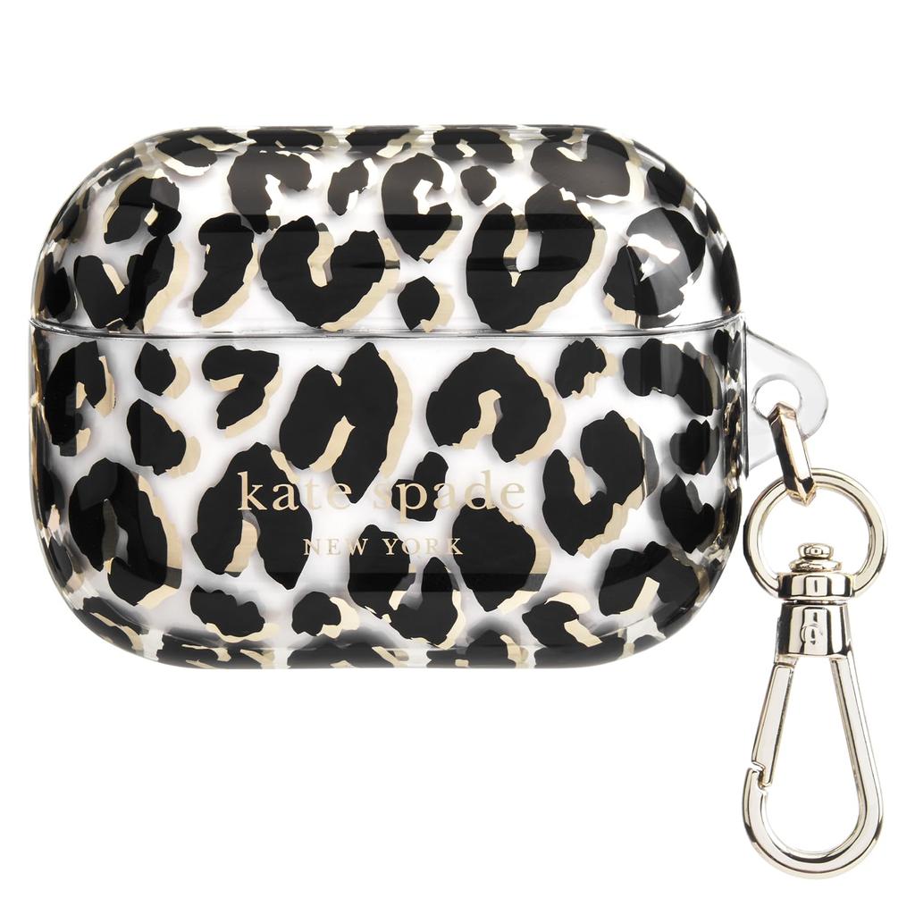 Kate Spade New York AirPods Pro Protective Case with Keychain and Ring City Leopard Compatible with AirPods Pro 2nd and 1st Generation - Print,