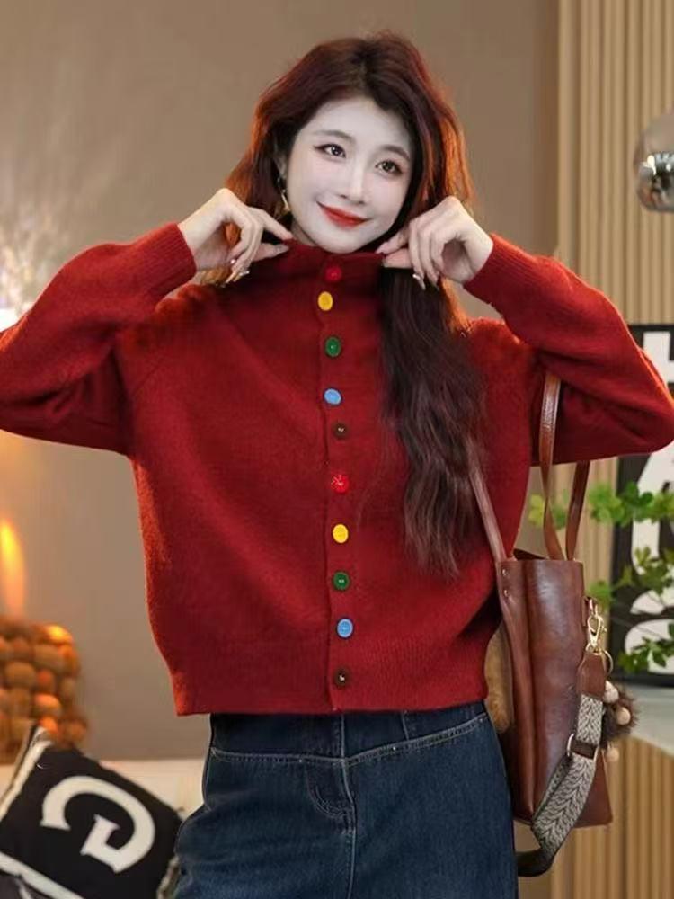 Lazy Style Plus Size Turtleneck Knit Sweater for Winter 2024 - Loose Fit, Long Sleeve, Thick Design for Chubby Girls