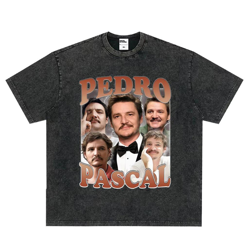 2026 Hot Sale Actor Pedro Pascal Fans Gift Graphic T Shirt Vintage Washed Pedro Pascal T-shirts Men Women Hip Hop Punk Streetwear Oversized Tshirt