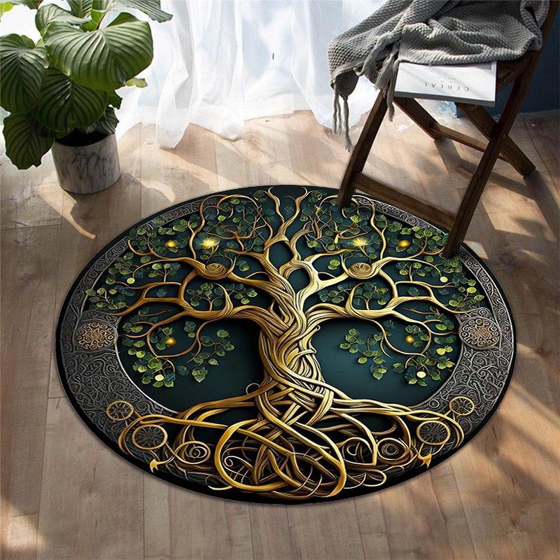 Round Creative Animal Printing Carpets Living Room Bedroom Bedside Computer Chair Pad Anti-slip Machine Washable Floor Mats