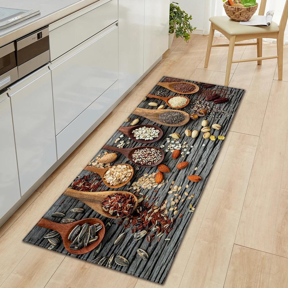 Ingredients and Spices Pattern Home Kitchen Floor Mats Door Front Decoration Floor Mats