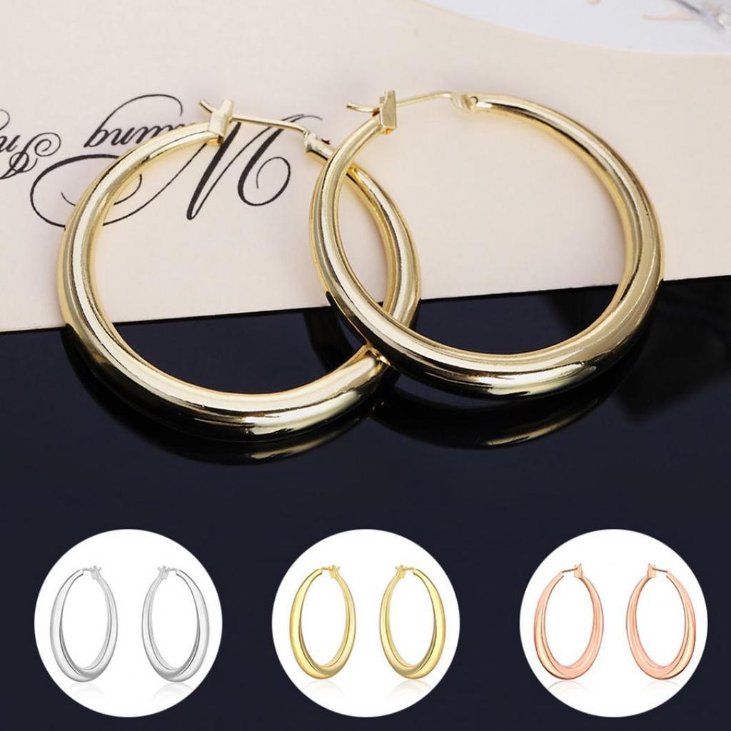 Fashion Women Girl Silver/Gold Plated Big Loop Hoop Earrings Huggie Ear Jewelry ARI