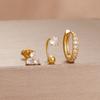 3 Pieces Stainless Steel Hoop Earrings Set For Women Crystal Zircon Huggie Flower Water Drop Trendy Earring Piercing Jewelry