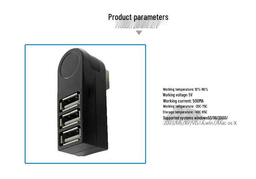 3-Port Rotating USB 2.0 Hub Splitter