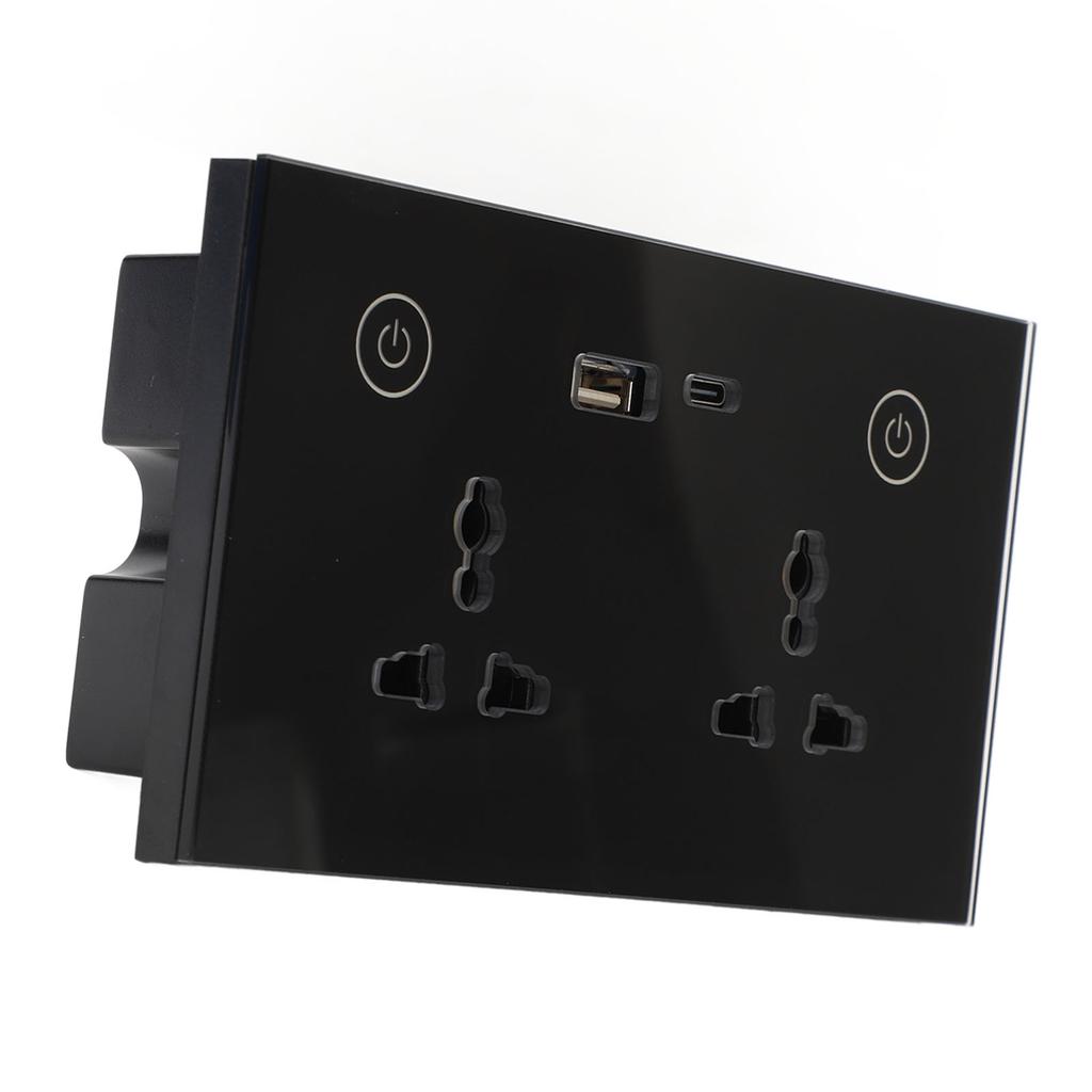 Smart Wall Outlet 2.4G WiFi Touch Light   Voice Control Smart Plug with USB and TYPE C   Port For   95‑250V