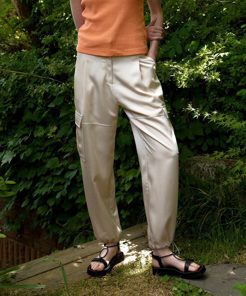 NEBELEVERYWEAR Satin Cargo Pants (2 Colors)