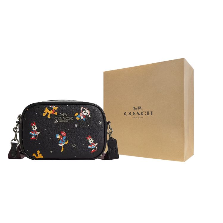 Coach X Disney Collaboration Jamie 19 Hardware Buckle Letter Print Zipper Closure Canvas And Leather Crossbody Bag Small CN027-QBM2