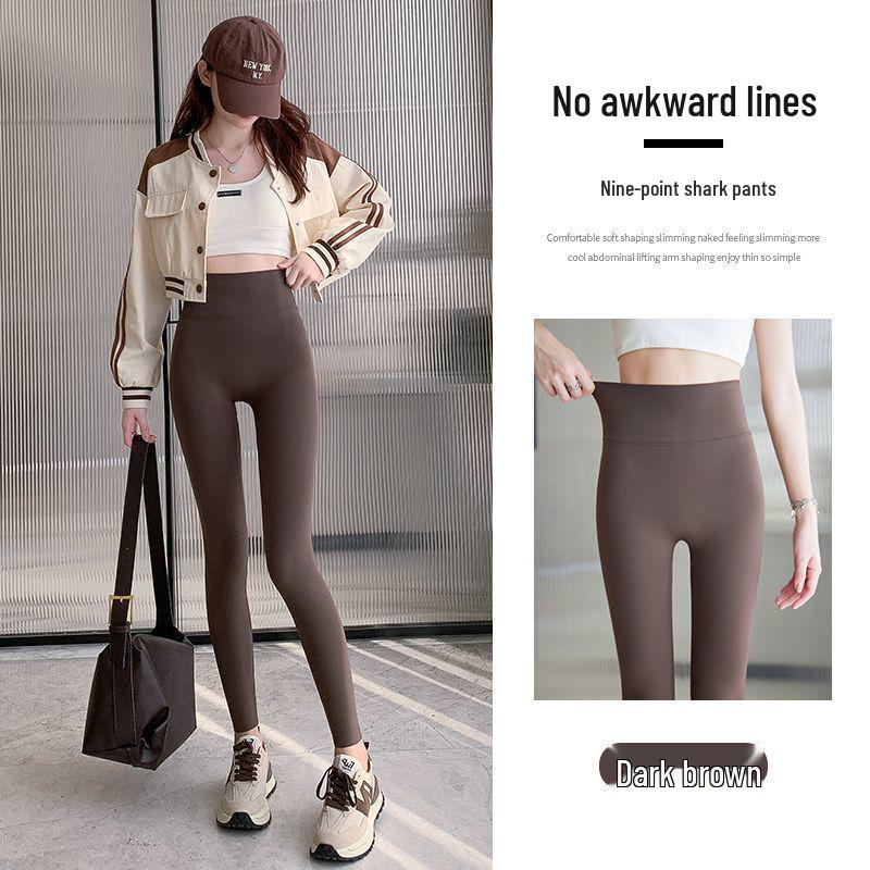 

High Waist Velvet Shark Pants: Slimming, Tummy Control, Butt Lifting Yoga Pants - Soft, Comfortable Base Layer for Autumn and Winter XL (120-140 jin)