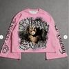 Vintage Cupid Print Gothic Sweatshirt Long Sleeve Flared Top Y2K Streetwear