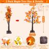 Thanksgiving Decorations, 2 Pack 24''/2FT Prelit Fall Maple Tree Fall Decor Total 48 LED Timer Battery Operated Lighted Pumpkins Acorns Maples Leaves