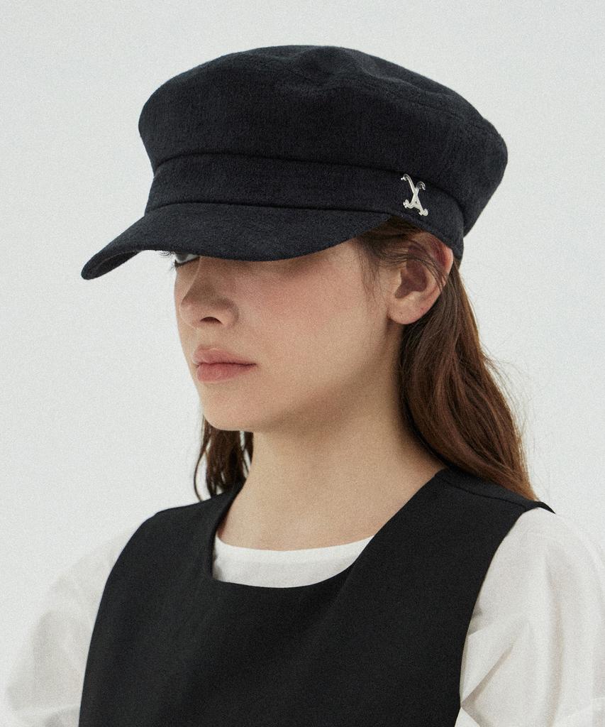Bajal Va Curved Studded Sailor Cap Black