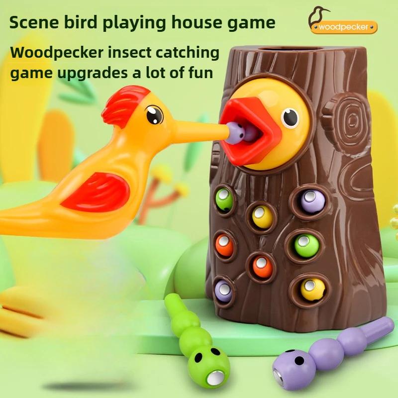Woodpecker Toys Fishing Catching Insects Small Game Bird Catching Insects Magnetic Puzzle Early Education Training Exercise Toys