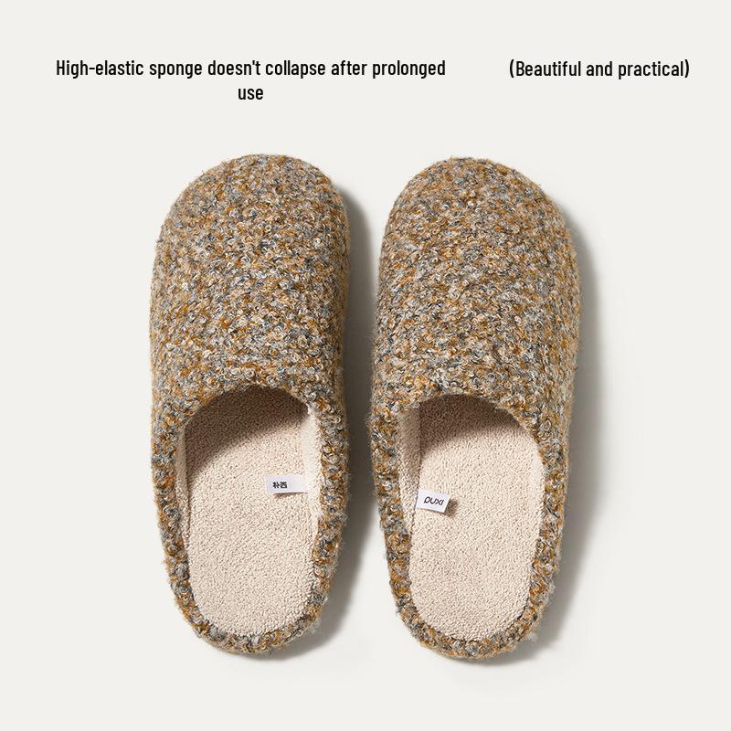 Puxi Women's Winter Floral Cotton Bowknot Slippers - Non-slip, Warm, Plush Indoor Footwear for Women and Men.