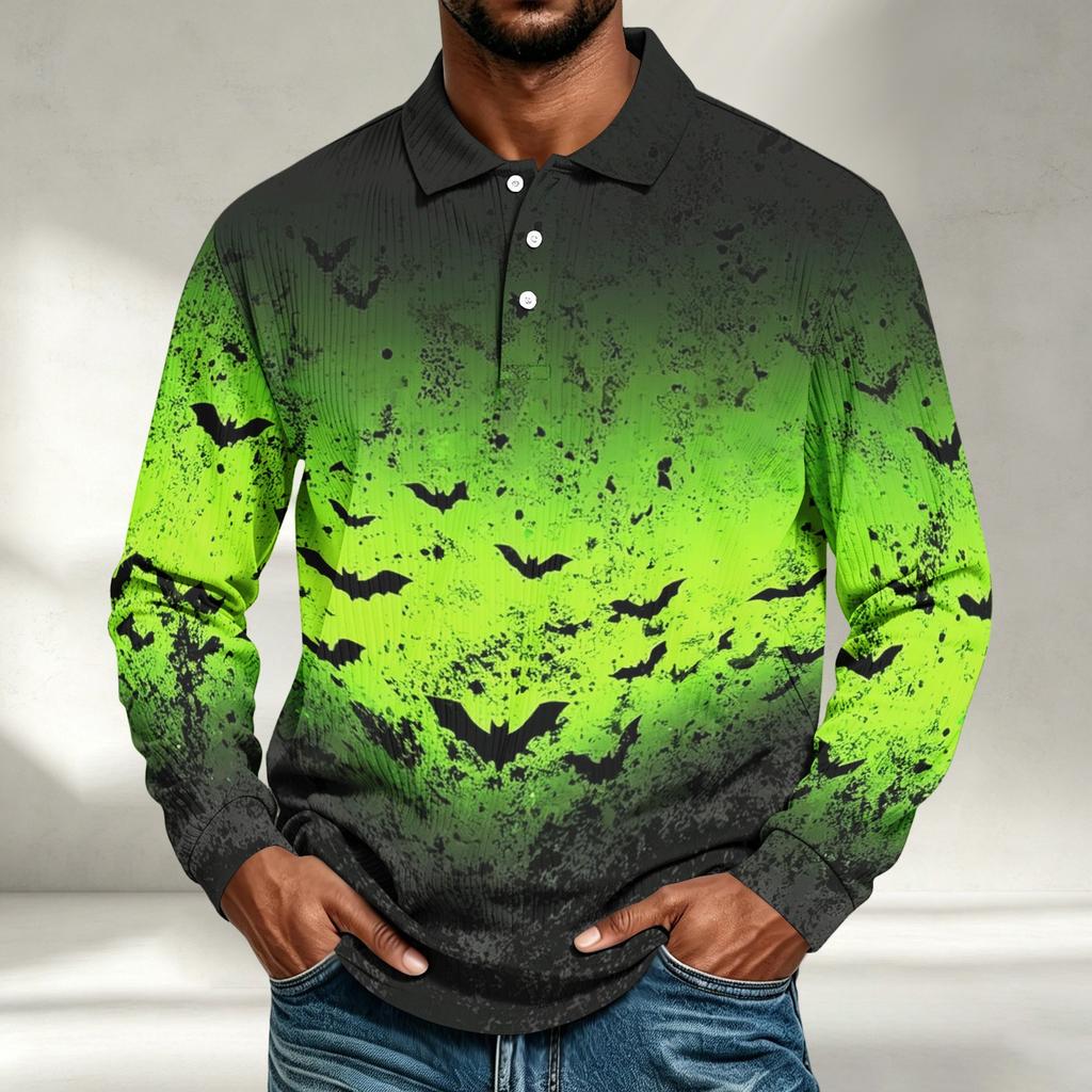 Men's Long Sleeve Shirt Halloween Print Loose Fit Casual Top