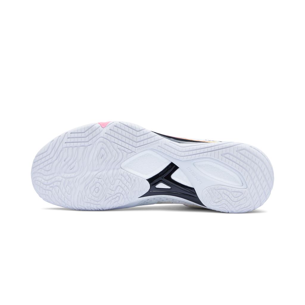 New LiNing Anti Slip Wear Resistant Breathable Lightweight Rebound Low Top Badminton Shoes Unisex White Pink AYAU007-2