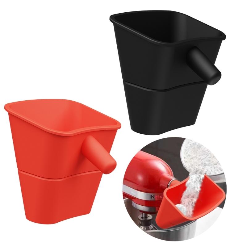 Silicone Flexible Baking Flour Funnel Stand Mixer Attachment Plastic Powder Funnel Flexible for Mixer Accessories