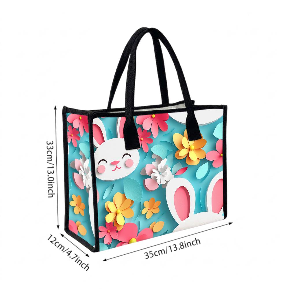 Cute Rabbit Floral Casual Tote Bag
