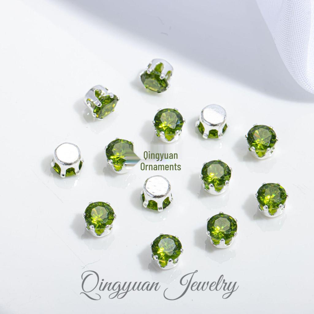 Round Claw Zircon Crystal DIY Jewelry Accessories for Bracelets, Necklaces, Wedding Dresses, and Dance Costumes