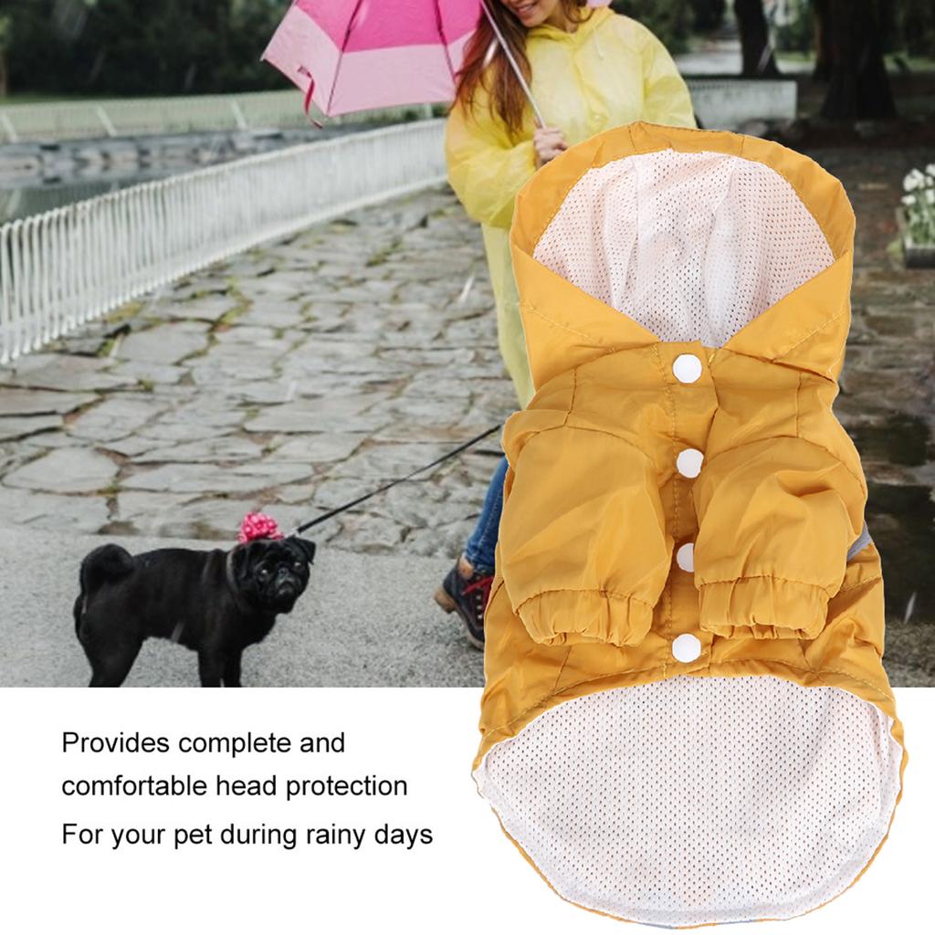 Polyester Wasserdicht Reflektierender Druck Schriftzug Doppellagiger Faltbarer Haustier Hund Regenmantel mit Aufbewahrungstasche