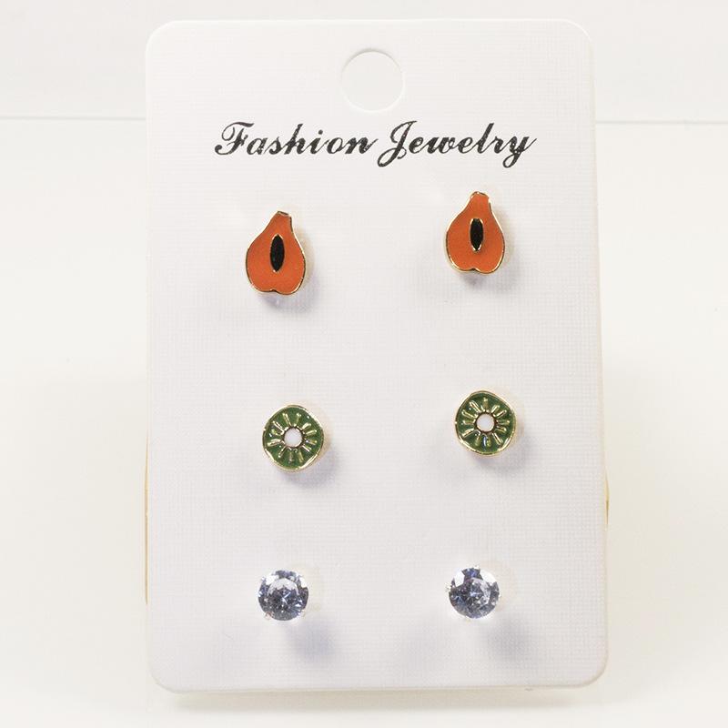 Серебряная игла капающее масло киви авокадо серьги-гвоздики набор сердце девушки сладкий нишевый дизайн серьги серьги серебряный