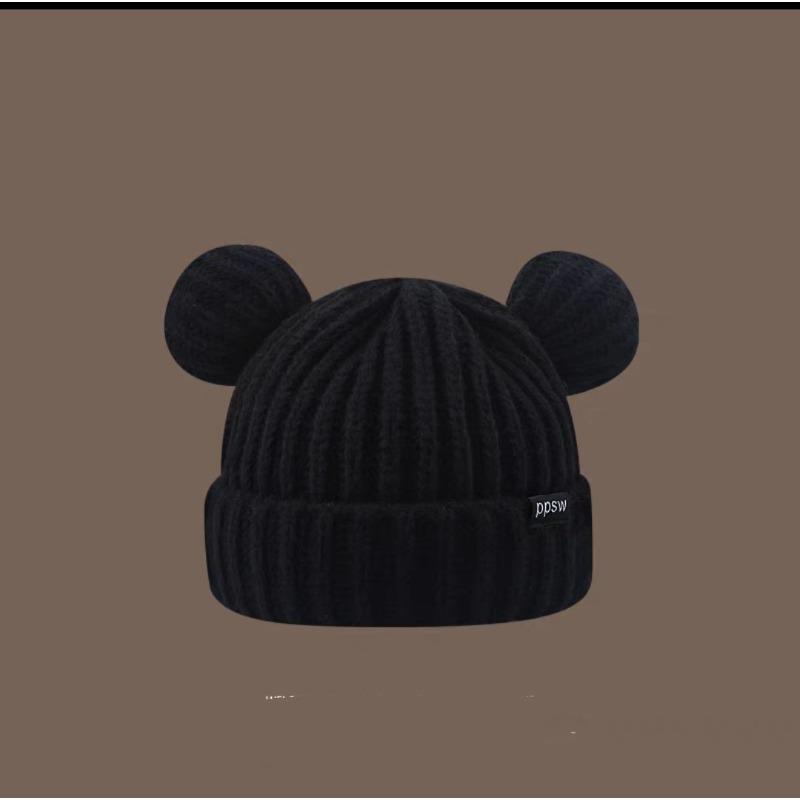 Cat Ears Knitted Hat for Women, Warm In Autumn and Winter, Thickened Ear Protection for Winter, Showing Face, Small Student Wool Hat Ins Wind