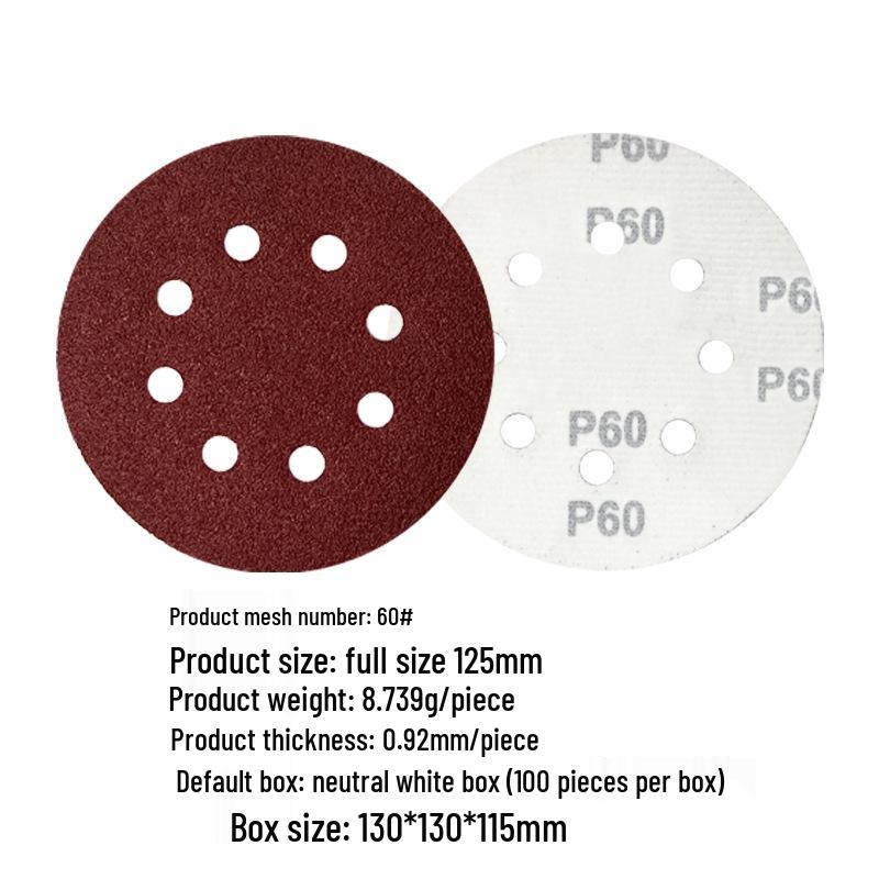 5-inch 8-Hole Red Sandpaper 125MM for Wood Sanding