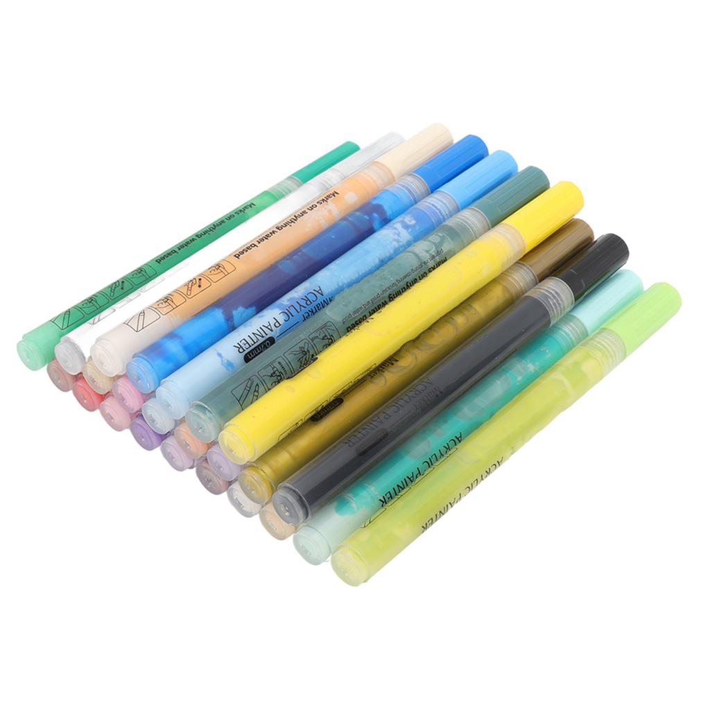 Acrylic Paint Markers 24 Colors Smoother Writing Waterproof Safe DIY Paint Markers for Home School