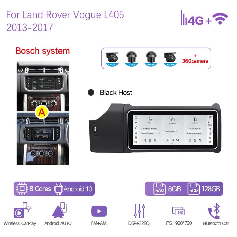 12.3" Car Multimedia Player For Land Rover Vogue L405 2013-2017 GPS Navigation Radio Android13 8+128G CarPlay 4G Host 360Camera