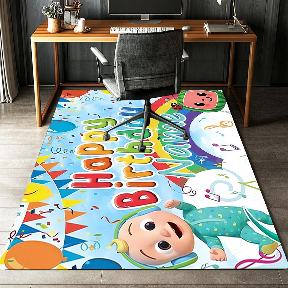 Custom Name CoComelon Printed Carpet,Rug for Office Chair Living Room Bedroom Kitchen Room Decor Gifts.