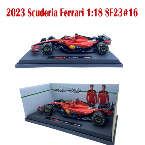 HTLNUZD Bburago 2023 1:18 SF23#16 Alloy Racing Car for Ferrari 1/18 F1 SF23#16 Leclerc Diecast Model Car Display Ornament Collection Gift