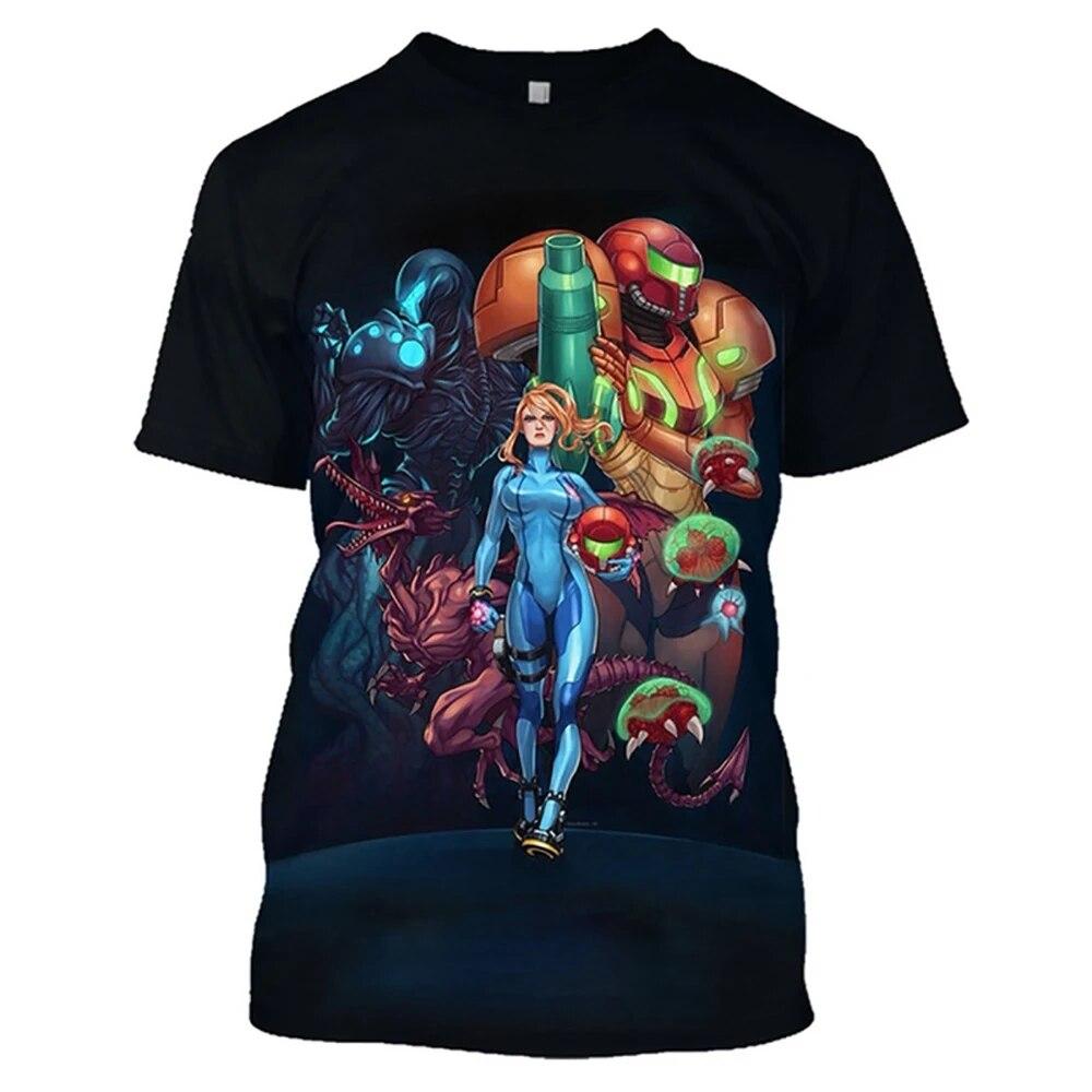 Metroid 3d Print T-shirt Unisex Women Fashion T-shirts Kids Hip Hop Tops Tees Metroid T Shirt Oversized Game Tops Camisetas Hombre