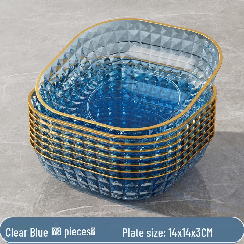 Transparent Gold Rim Fish Bone Dish Holder Set, Easy To Clean, Multipurpose for Living Room