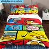 3PCS Red Birds Characters Collage 3pcs Bedding,Including 3PCS Duvet Cover And 2pcs Pillowcases Perfect for Christmas,Ideal for Bedroom, Dormitory