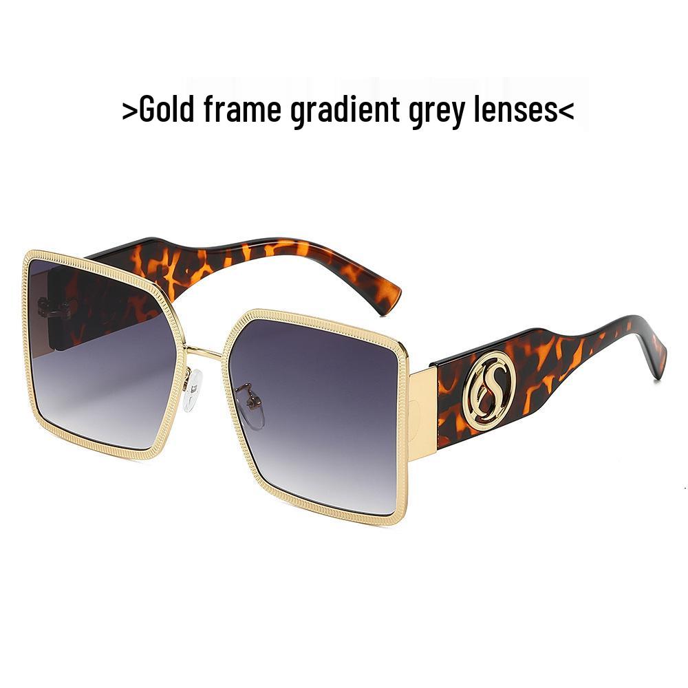 Women's Oversized Square Metal Frame Sunglasses: European & American Trend 3726