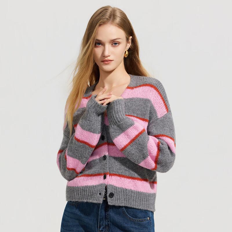 Tatou Women's Striped V-Neck Knit Cardigan