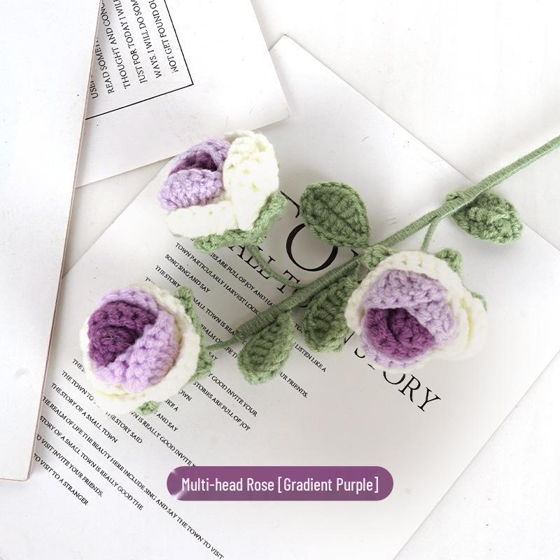 Hand-Knitted Multi-Headed Wool Rose - Qixi Festival Creative Gift Simulation for Birthdays