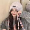Rainbow Tassel Wool Hat for Women Warm Ethnic Style Ear Protection Hat Winter Outdoor Face Showing Small Sweet Knitted Hat Trend