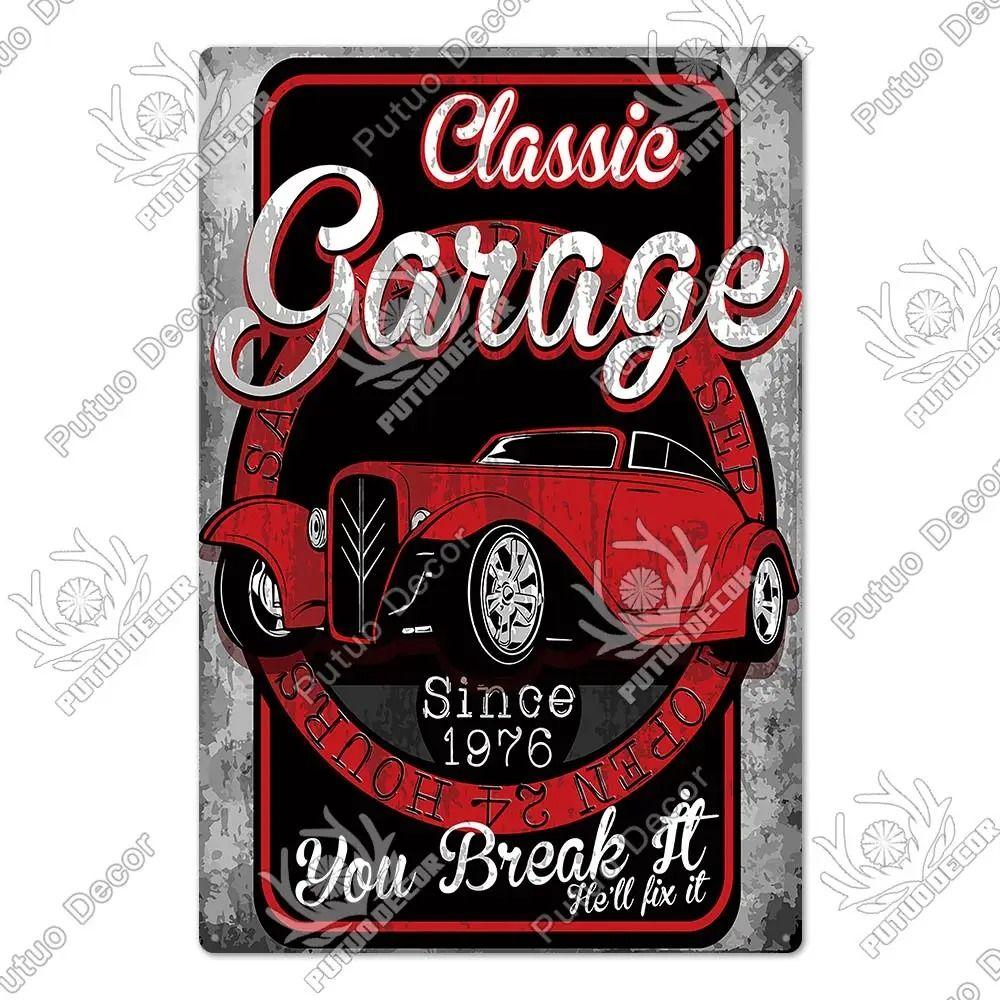 Metalowy Znak Ścienny Garage Bar, Tabliczka Dekoracyjna Wnętrza Samochodu 20x30cm