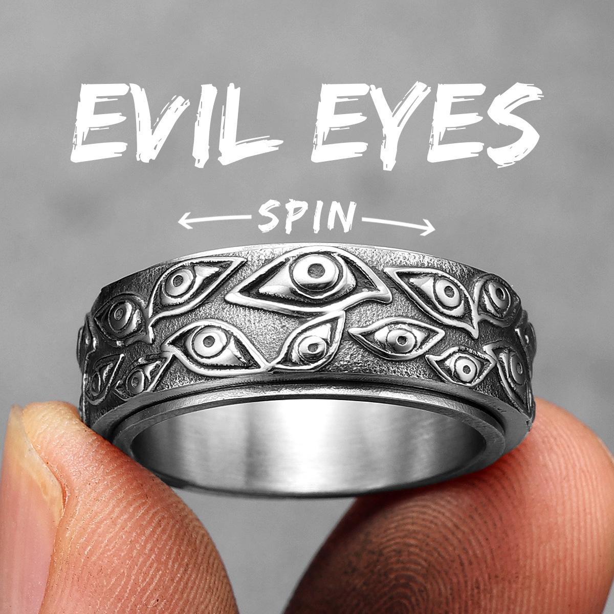 

Vintage Punk Rock Multi Eye Devil Ring Stainless Steel Unisex Fashion Jewelry Fidget Toy Gift 13