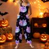 Women's Sleeveless Jumpsuit Halloween Pumpkin Print Cotton Casual Overalls Wide Leg Romper