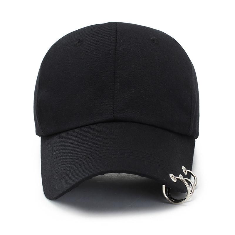 Streetwear Cool Cowhorn Baseball Cap With Metal Ring Embellishments For Urban Style