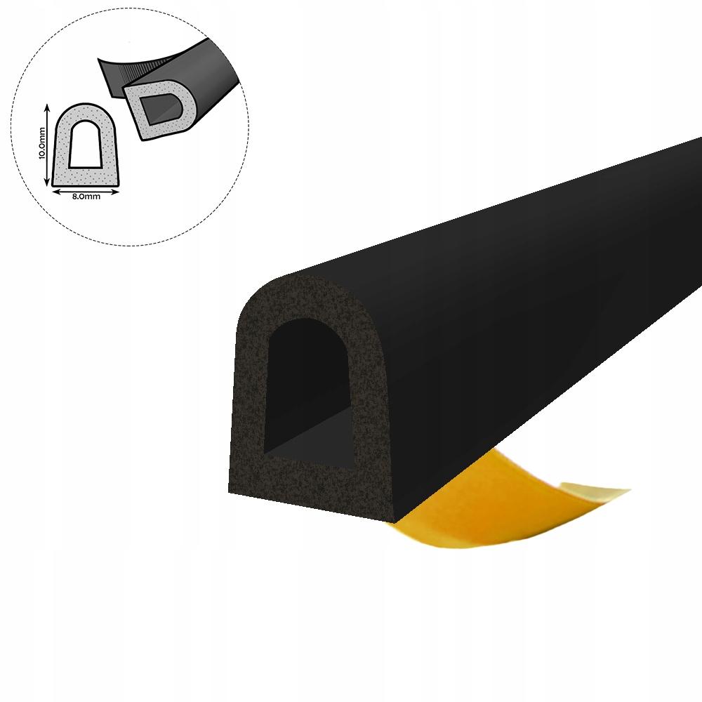Self-adhesive door window seal D 8x10mm BLACK