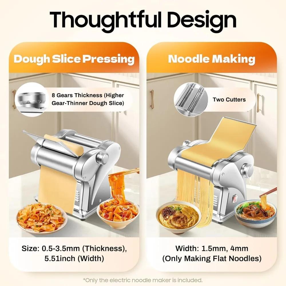 110V Electric Pasta Maker Machine, 135W Commercial Dough Roller Maker, 410 Stainless Steel Automatic Noodle Making Pasta Maker