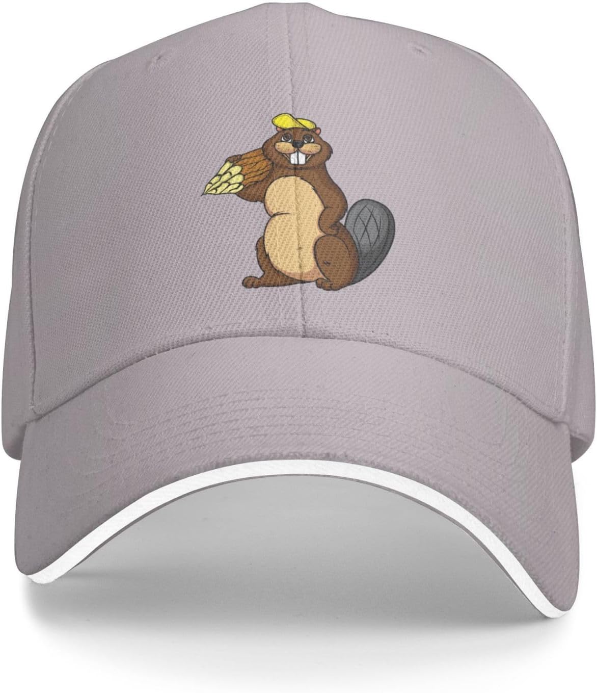 

Cute Funny Beaver Wearing Yellow Hat Baseball Cap Polyester Adjustable Outdoor Headwear One Size