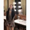New Black Streamer V-neck Long-sleeved Dress for Women's Early Autumn Thin High-waisted Skirt