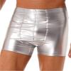 Mens Wet Look Patent Leather Shorts Boxer Brief Soft Stretchy Short Pants Clubwear